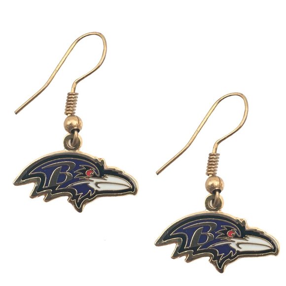 Baltimore Ravens J Hook Logo Earrings - Picture 1 of 1